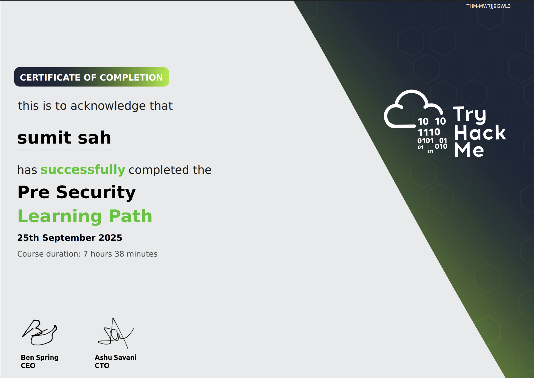 Pre Security Completion