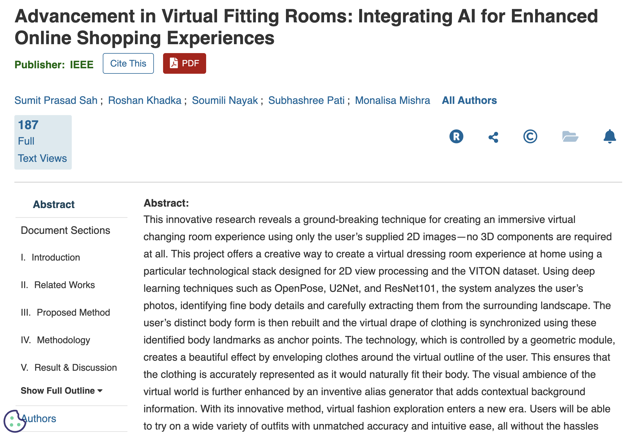 Virtual Fitting Rooms paper cover